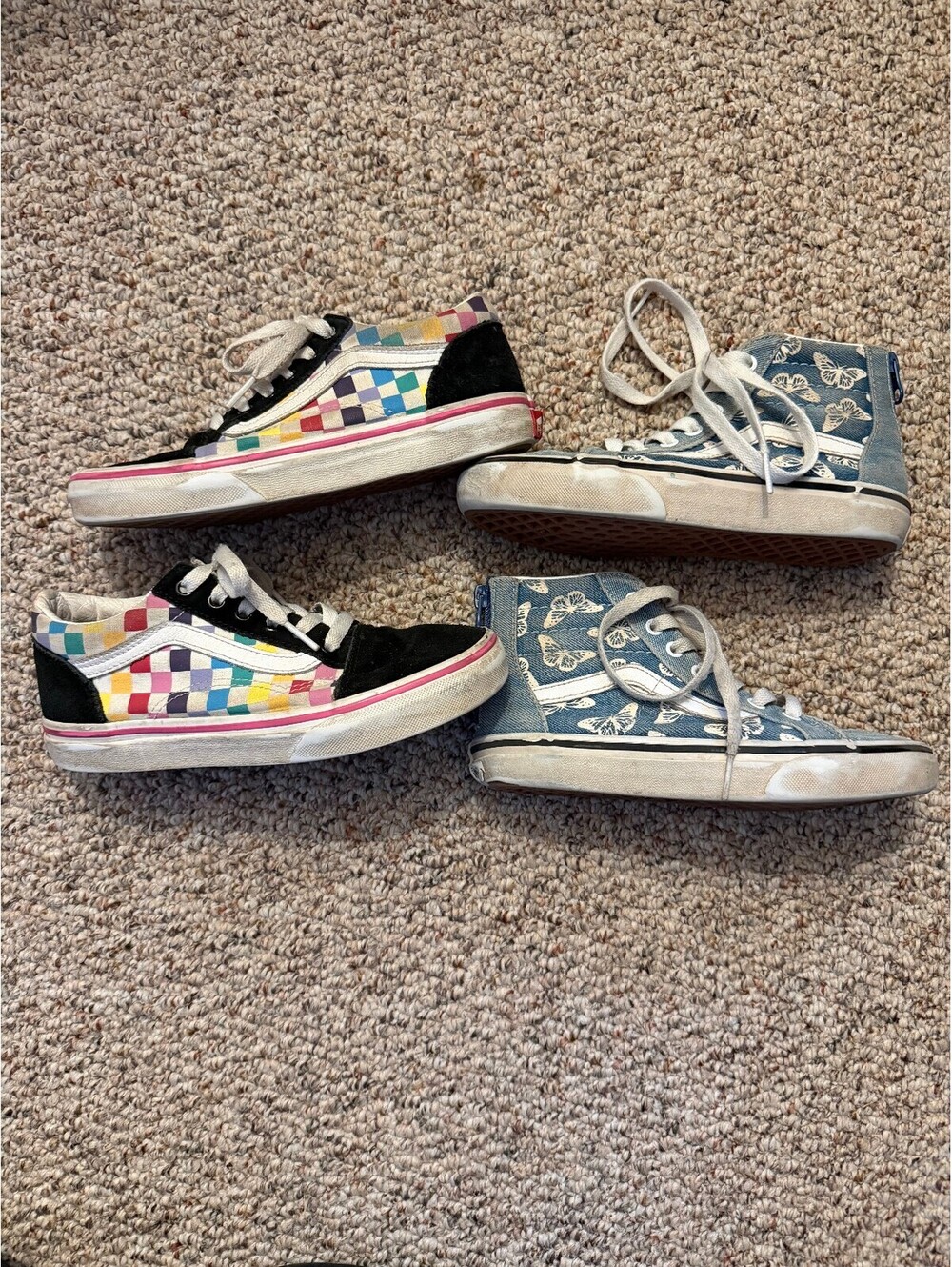 Vans kids shoes (2) Rainbow check/Jean butterfly high tops